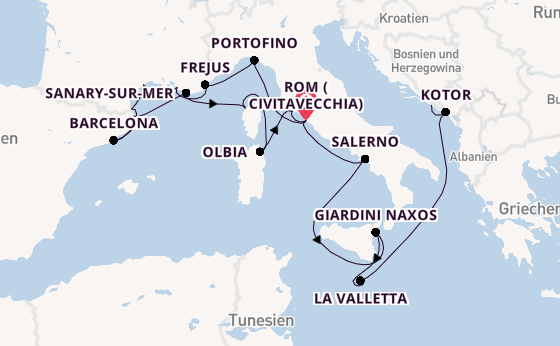 Westliches Mittelmeer ab Civitavecchia (Rom), Italien auf der Seabourn Ovation