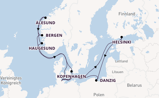 Norwegen ab Kiel, Deutschland auf der Mein Schiff Flow