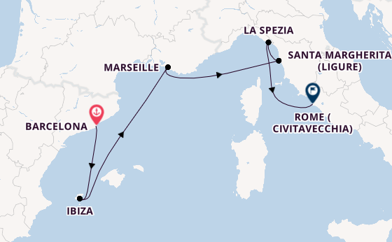 Western Mediterranean from Barcelona, Spain with the Queen Elizabeth