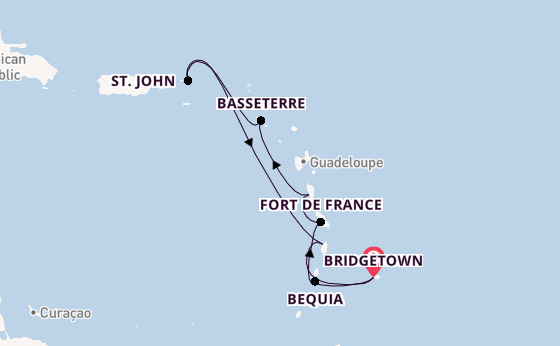 Southern Caribbean from Bridgetown, Barbados with the Silver Spirit