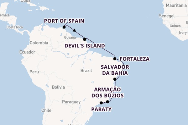 South America from Bridgetown, Barbados with the Seabourn Venture