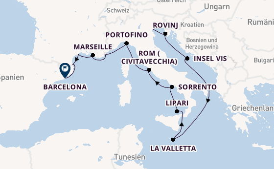 Westliches Mittelmeer ab Fusina (Venedig) auf der Seabourn Ovation
