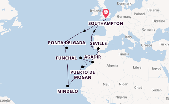Portugal from Southampton, England with the Queen Victoria