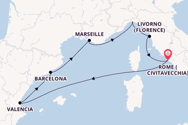 Western Mediterranean from Rome (Civitavecchia), Italy with the MSC Orchestra 