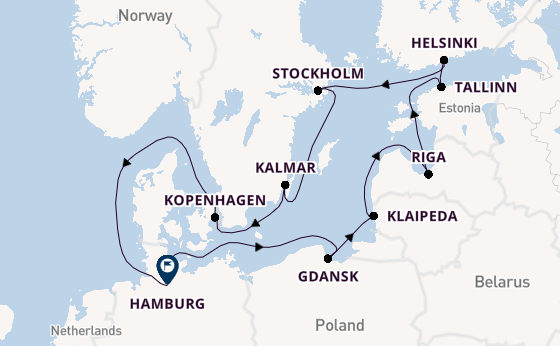 Europa vanaf Kiel, Duitsland met de MS EUROPA 2