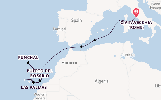 Canarische Eilanden vanaf Civitavecchia (Rome), Italië met de MSC Fantasia