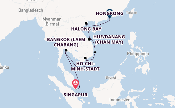 Südostasien ab Singapur, Singapur auf der Silver Muse