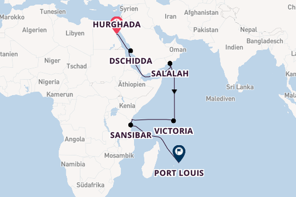 Indischer Ozean ab Hurghada, Ägypten auf der Amera