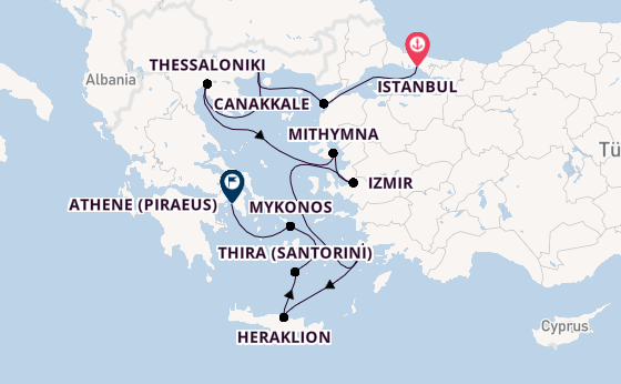Oostelijke Middellandse Zee vanaf Istanbul, Turkije met de Vista
