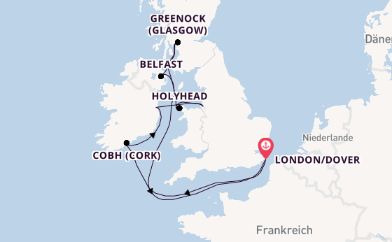 Vereinigtes Königreich ab London/Dover, Großbritannien auf der Carnival Legend