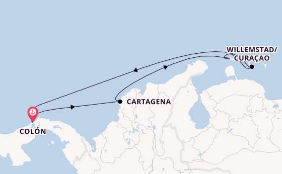 Southern Caribbean from Colón, Panama with the Grandeur of the Seas