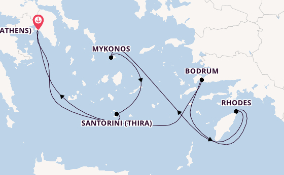 Eastern Mediterranean from Piraeus (Athens), Greece with the Scarlet Lady