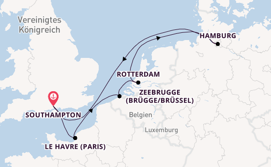 England ab Southampton, Großbritannien auf der MSC Preziosa