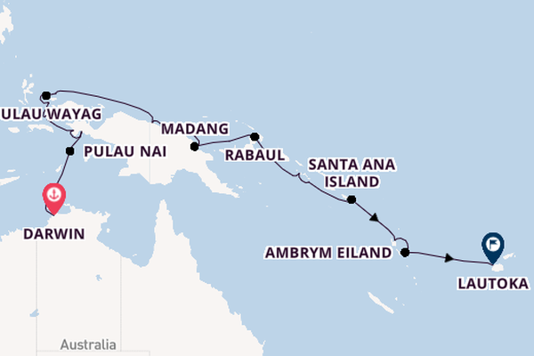 Indonesië vanaf Darwin, Australië met de Silver Cloud