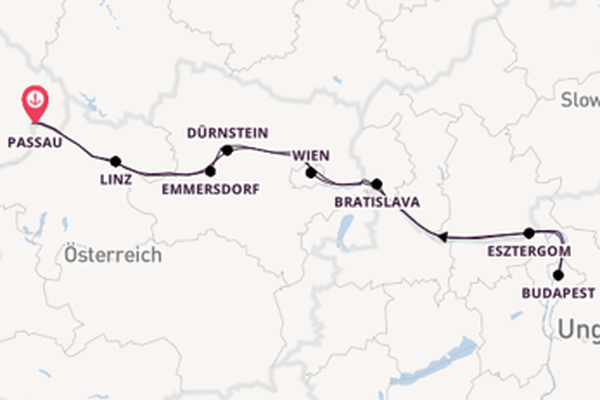 Donau ab Passau, Deutschland auf der Amadeus Star