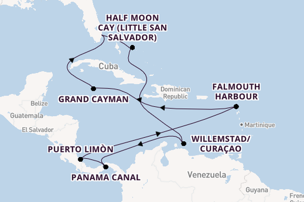 Central America from Fort Lauderdale (Port Everglades), Florida, USA with the Rotterdam