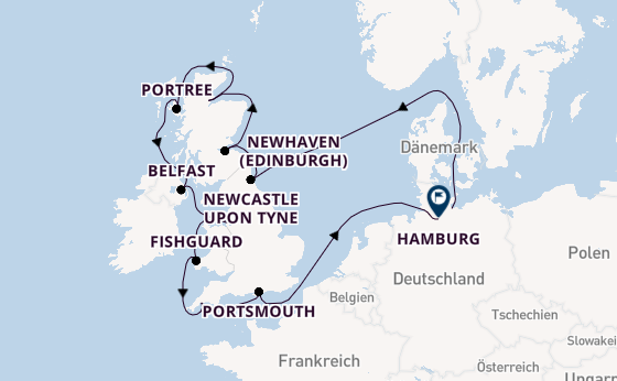 Vereinigtes Königreich ab Travemünde, Deutschland auf der EUROPA