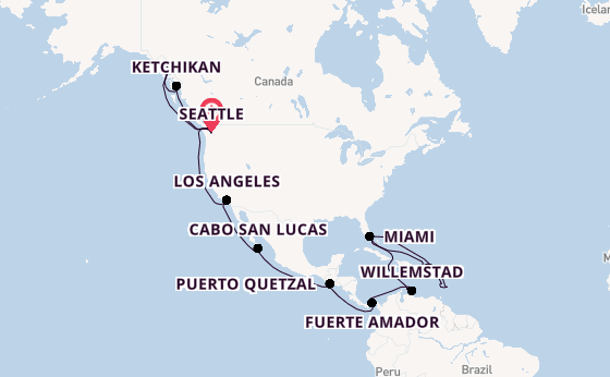 Caribbean vanaf Seattle, Verenigde Staten met de Queen Elizabeth