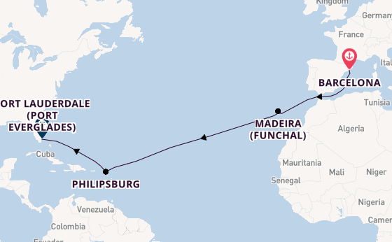 Transatlantic from Barcelona, Spain with the Viking Sky