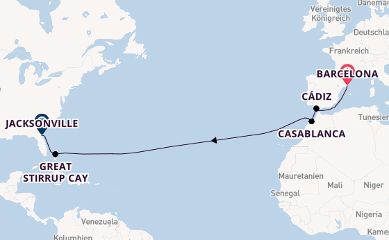 Transatlantik ab Barcelona, Spanien auf der Norwegian Dawn