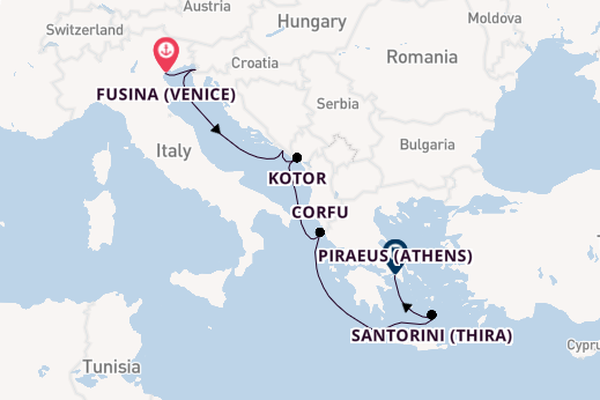 Eastern Mediterranean from Fusina (Venice) with the EXPLORA II