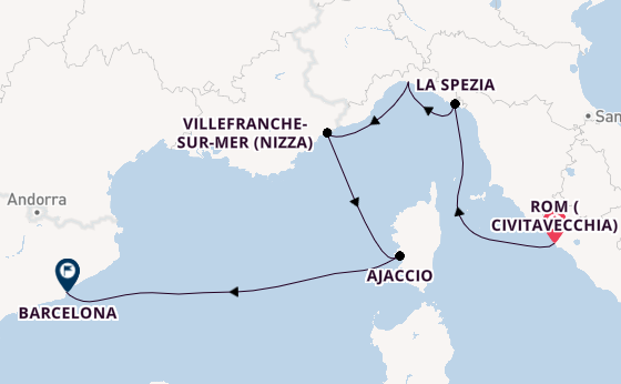 Westliches Mittelmeer ab Civitavecchia (Rom), Italien auf der Queen Elizabeth