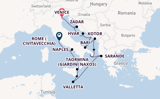 Mediterranean Sea from Venice, Italy with the Silver Muse