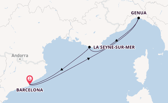Westliches Mittelmeer ab Barcelona, Spanien auf der Costa Fascinosa