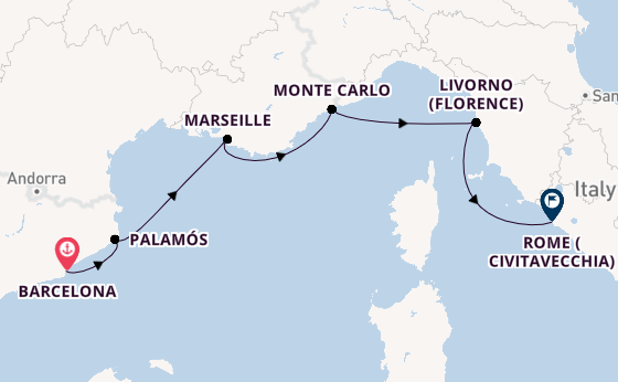 Western Mediterranean from Barcelona, Spain with the Viking Vela