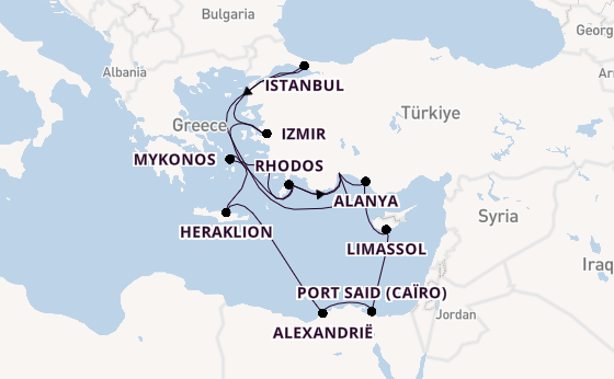 Oostelijke Middellandse Zee vanaf Antalya, Turkije met AIDAblu