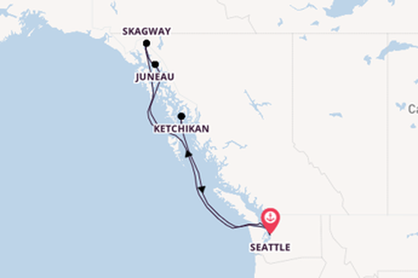 Alaska vanaf Seattle, Verenigde Staten met de Carnival Miracle