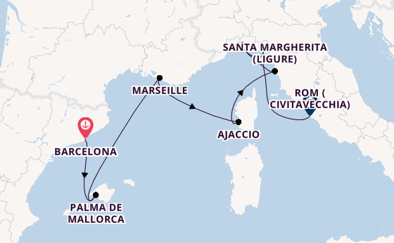 Westliches Mittelmeer ab Barcelona, Spanien auf der Sun Princess