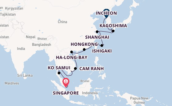 Zuidoost-Azië vanaf Singapore, Singapore met de Seven Seas Explorer