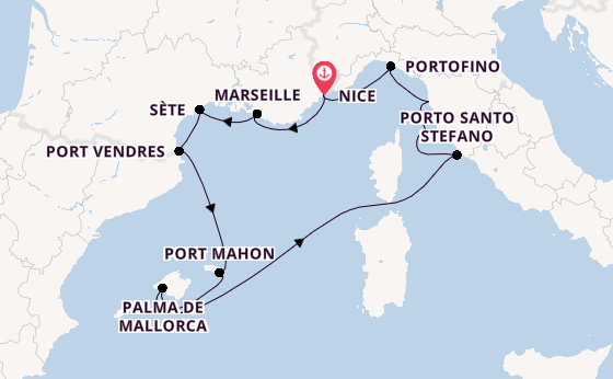 Western Mediterranean from Nice, France with the Silver Shadow