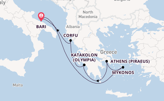 Mediterranean Sea from Bari, Italy with the MSC Orchestra 