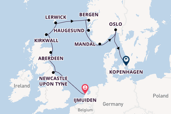 Verenigd Koninkrijk vanaf IJmuiden, Nederland met de Sonata (Oceania)
