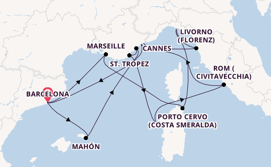 Westliches Mittelmeer ab Barcelona, Spanien auf der EXPLORA I