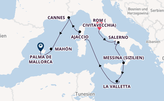 Westliches Mittelmeer ab Civitavecchia (Rom), Italien auf AIDAstella