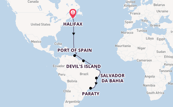 South America from Halifax, Nova Scotia with the Seabourn Venture