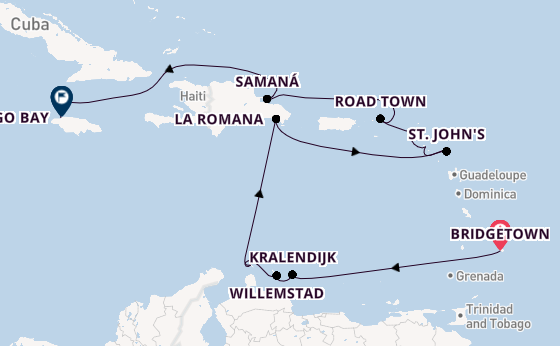 Caribbean vanaf Bridgetown, Barbados met AIDAbella