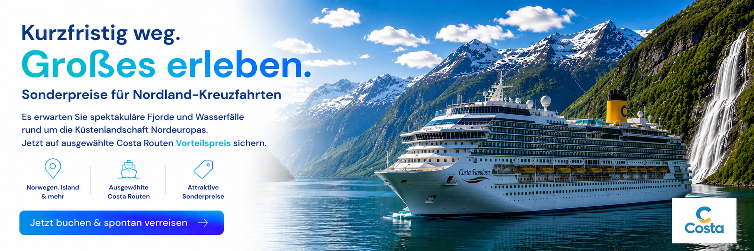 Layout Nordland Kreuzfahrten mit Bild der Costa Favolsa im Nordland