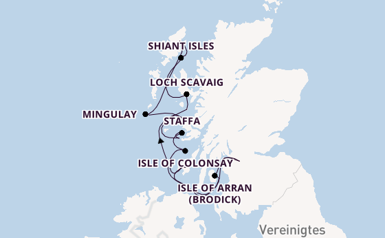 Schottland ab Glasgow, Schottland, Großbritannien auf der MS Spitsbergen