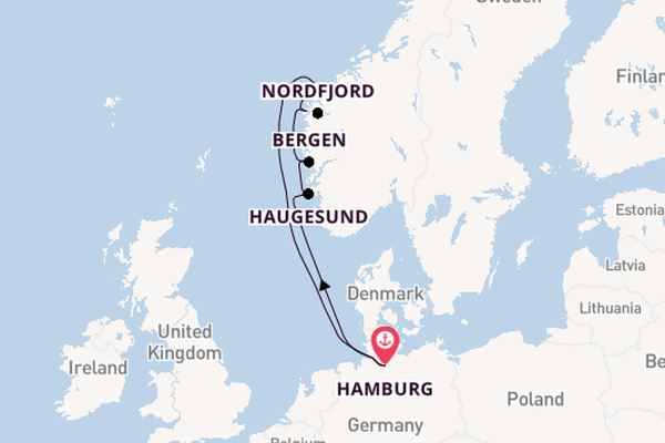 Noorwegen vanaf Hamburg, Duitsland met de Mein Schiff 4