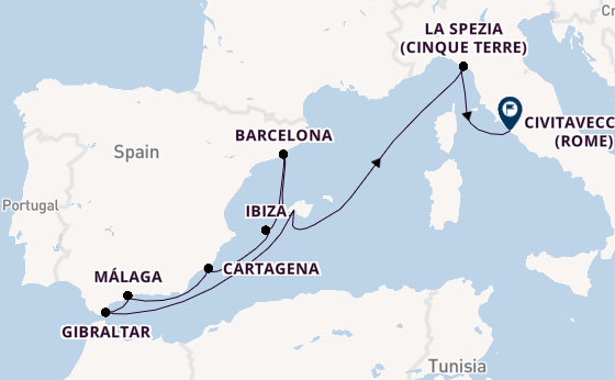 Westelijke Middellandse Zee vanaf Palma de Mallorca, Mallorca, Spanje met AIDAcosma