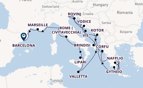 Mediterranean Sea from Dubrovnik, Croatia with the Seabourn Ovation 