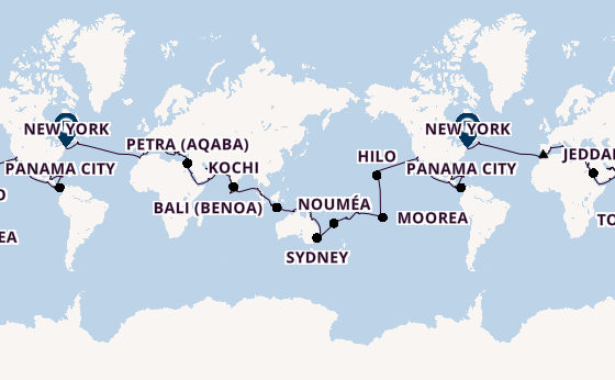 Round-the-World Trip from Miami, Florida, USA with the Seven Seas Splendor