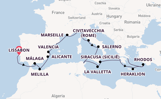 Middellandse Zee vanaf Lissabon, Portugal met de Allura