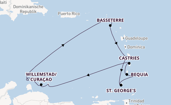 Südliche Karibik ab Bridgetown, Barbados auf der Silver Spirit