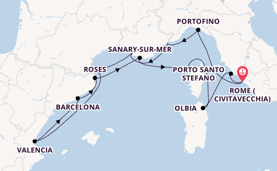 Western Mediterranean from Rome (Civitavecchia), Italy with the Seabourn Ovation 