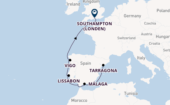 Westelijke Middellandse Zee vanaf Tarragona, Spanje met de MSC Meraviglia